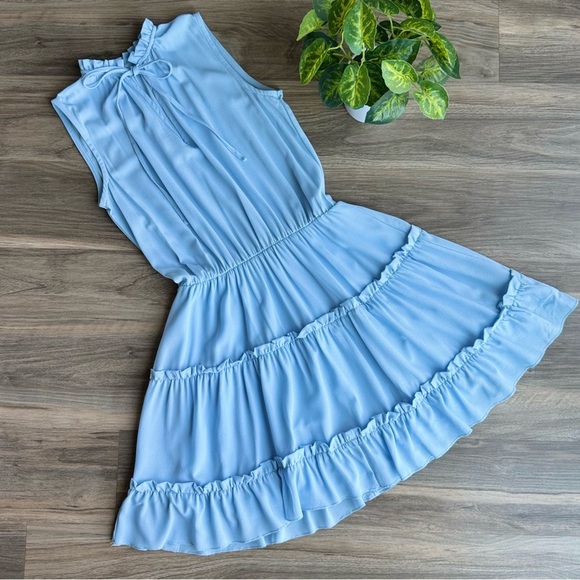 Boutique Brand - Sleeveless Tiered Ruffle Baby Blue Dress Size S - Picture 11 of 11